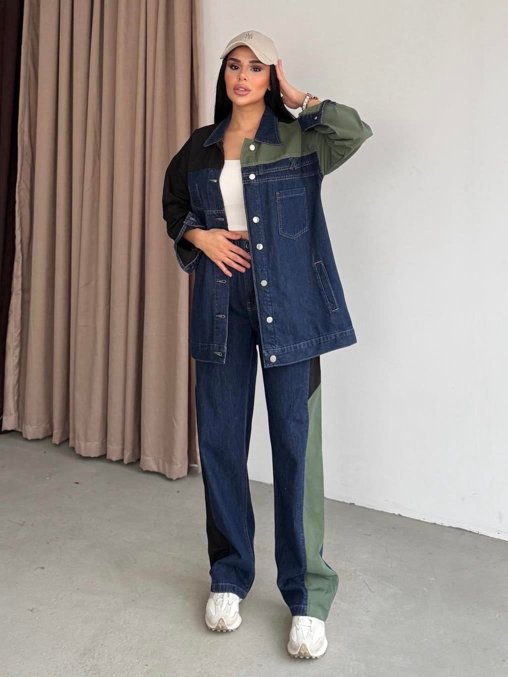 Nivans Paraşüt Detaylı Denim Takım Lacivert