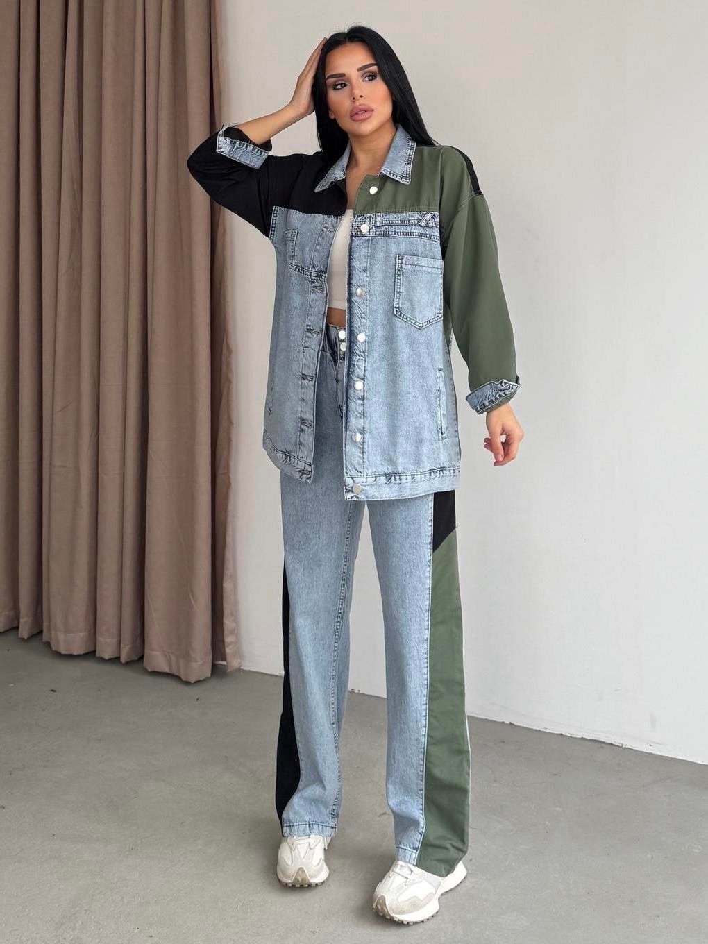 Nivans Paraşüt Detaylı Denim Takım Mavi