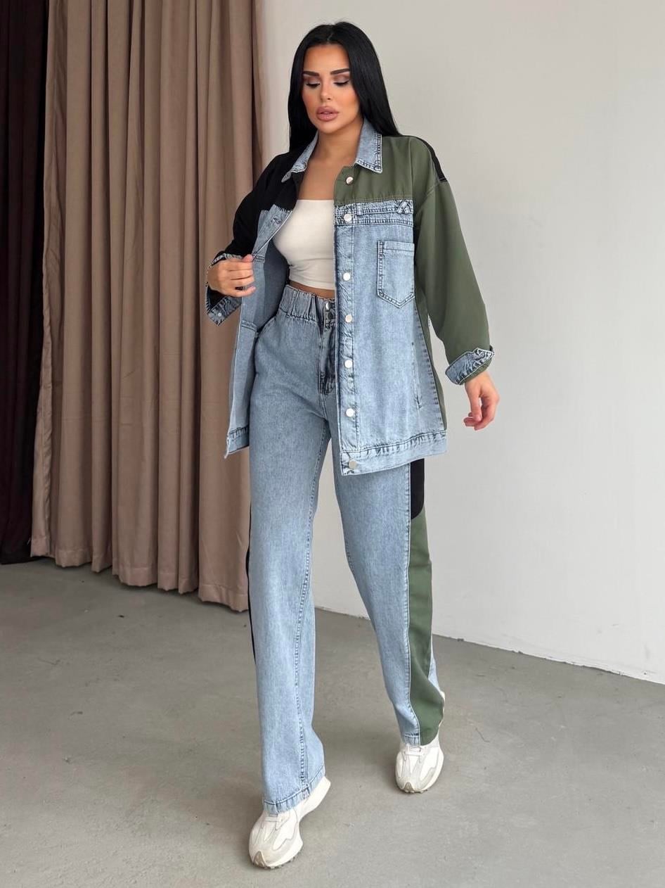 Nivans Paraşüt Detaylı Denim Takım Mavi