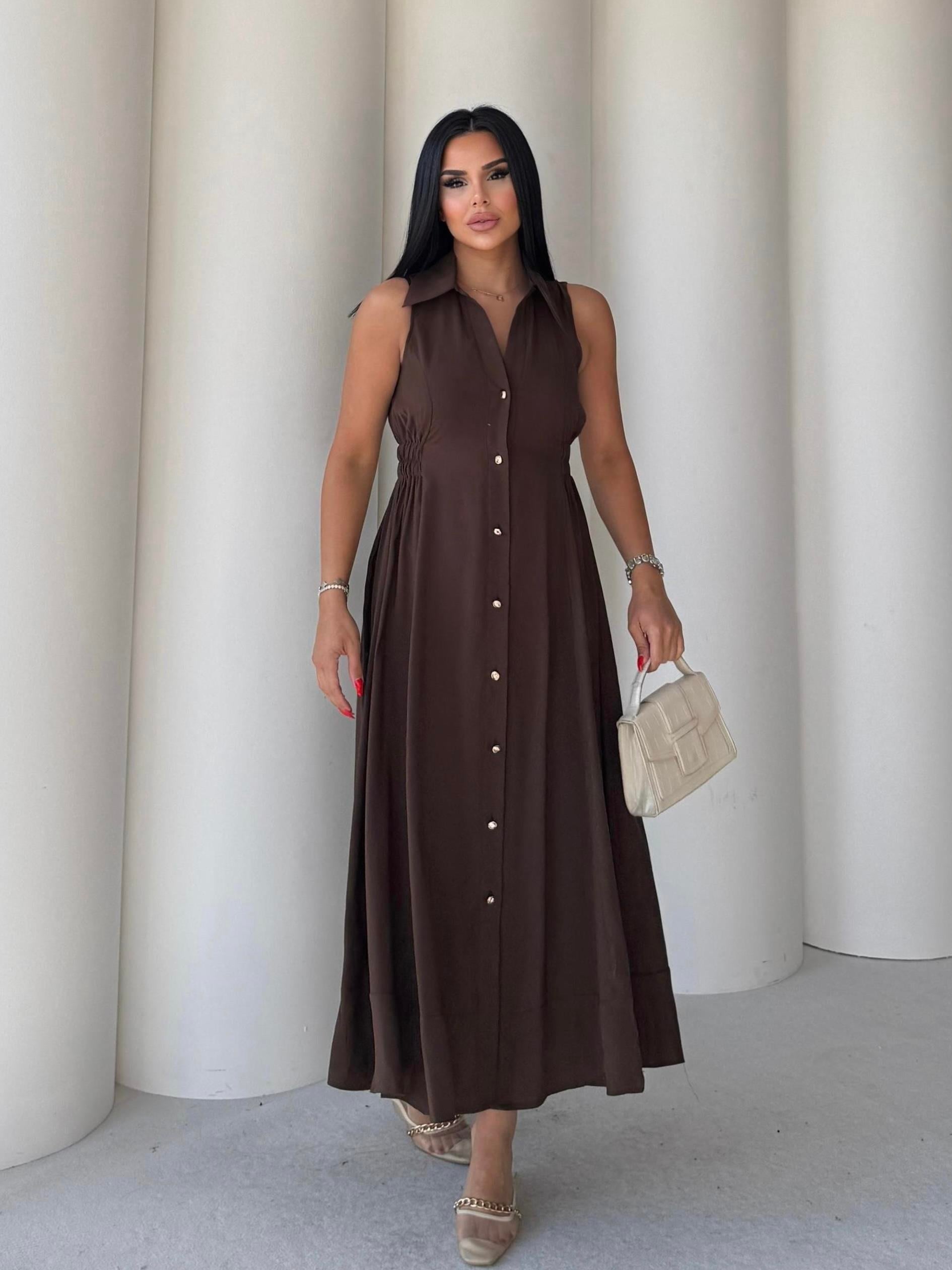 Nora Uzun Elbise Kahve