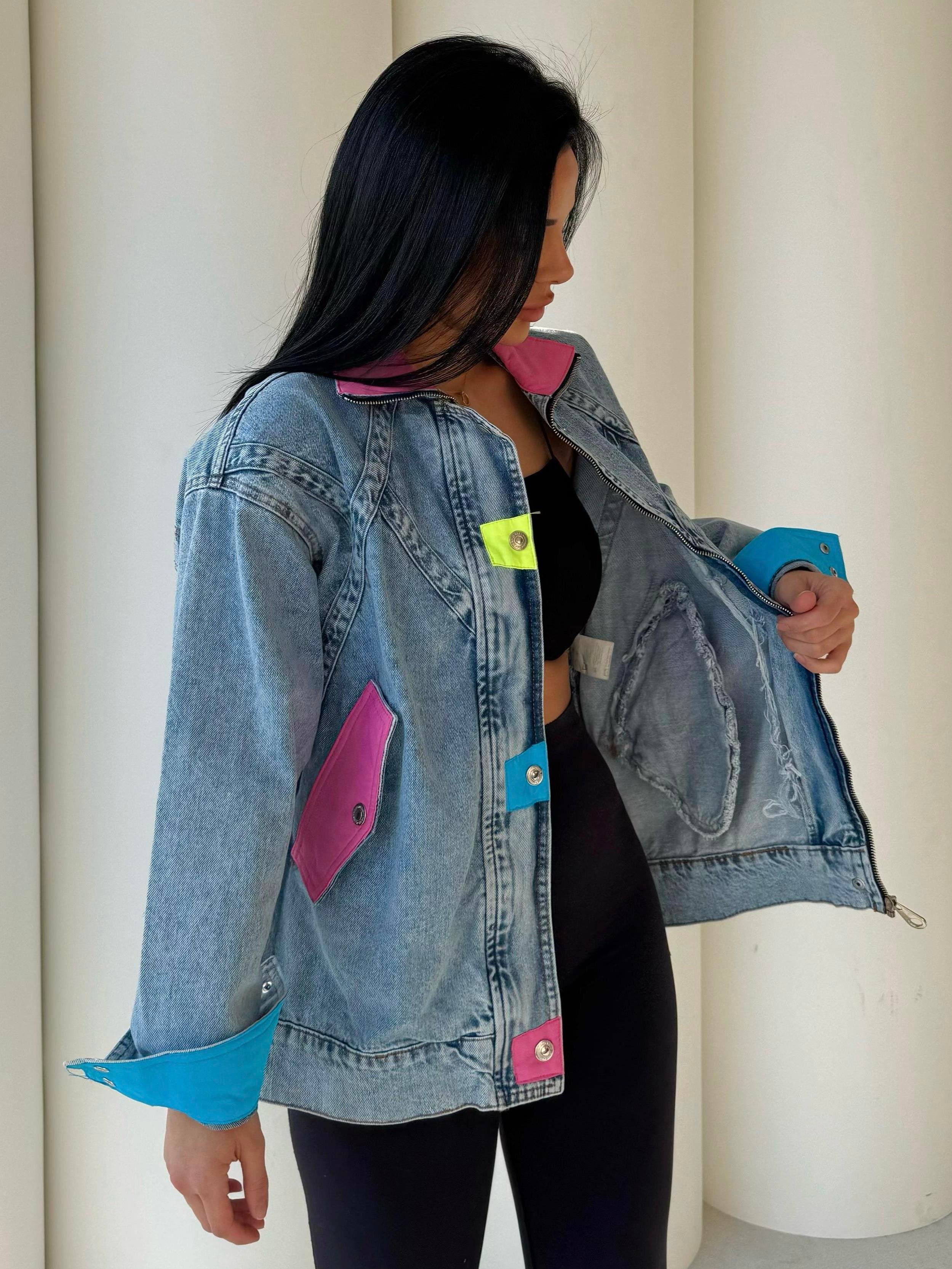 Roxy Paraşüt Detaylı Denim Ceket