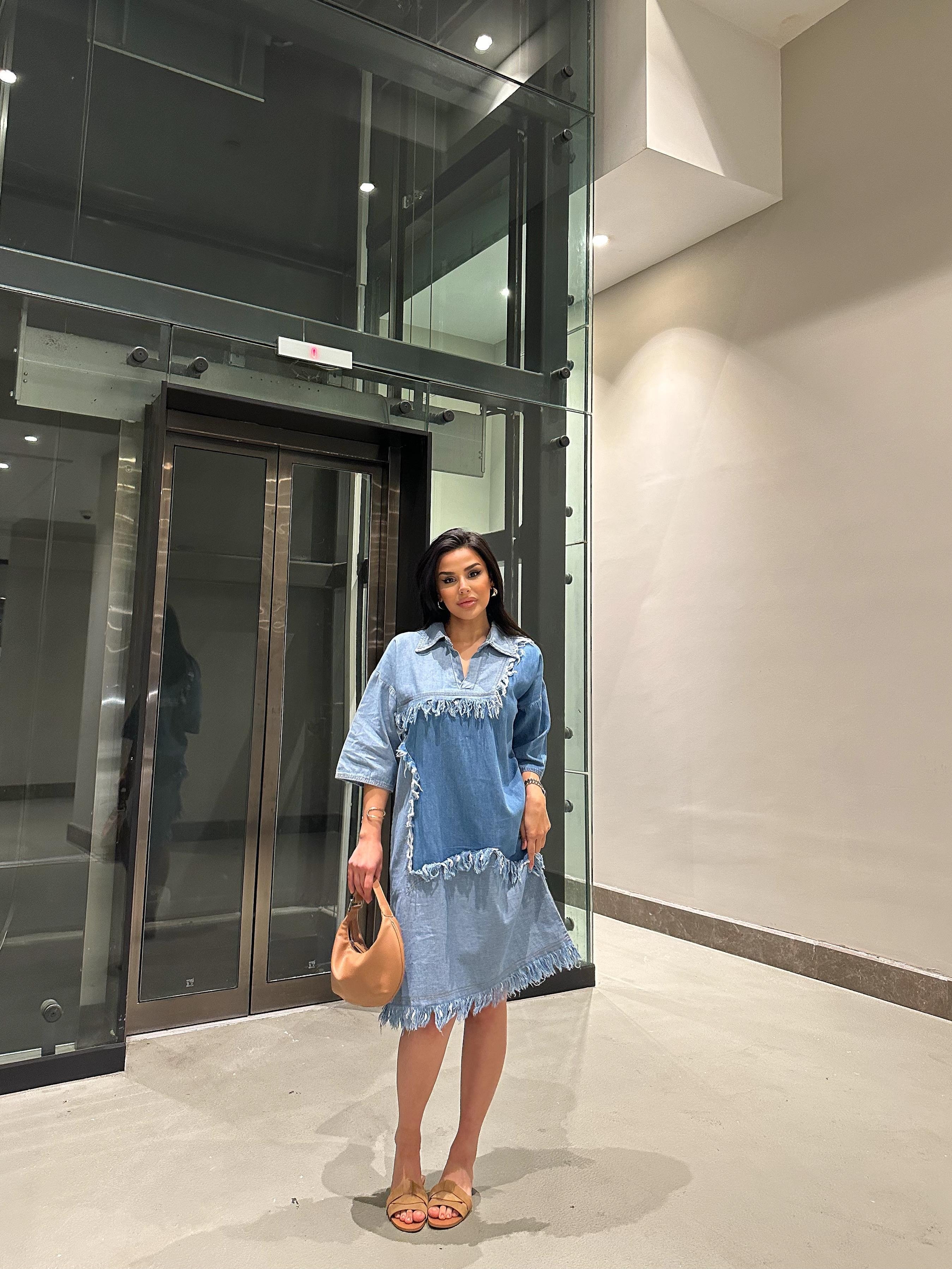 Savana Denim Elbise Mavi