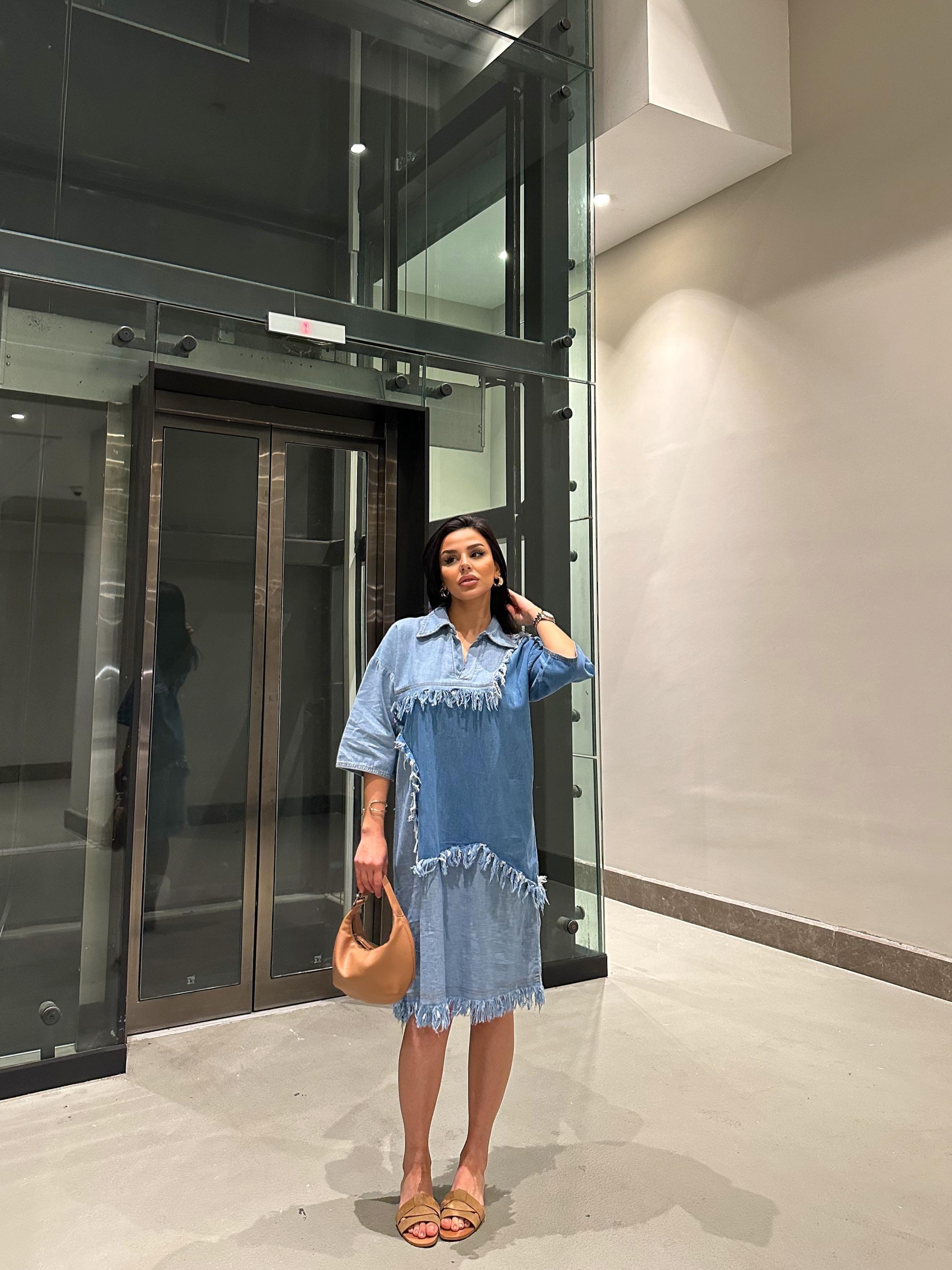 Savana Denim Elbise Mavi