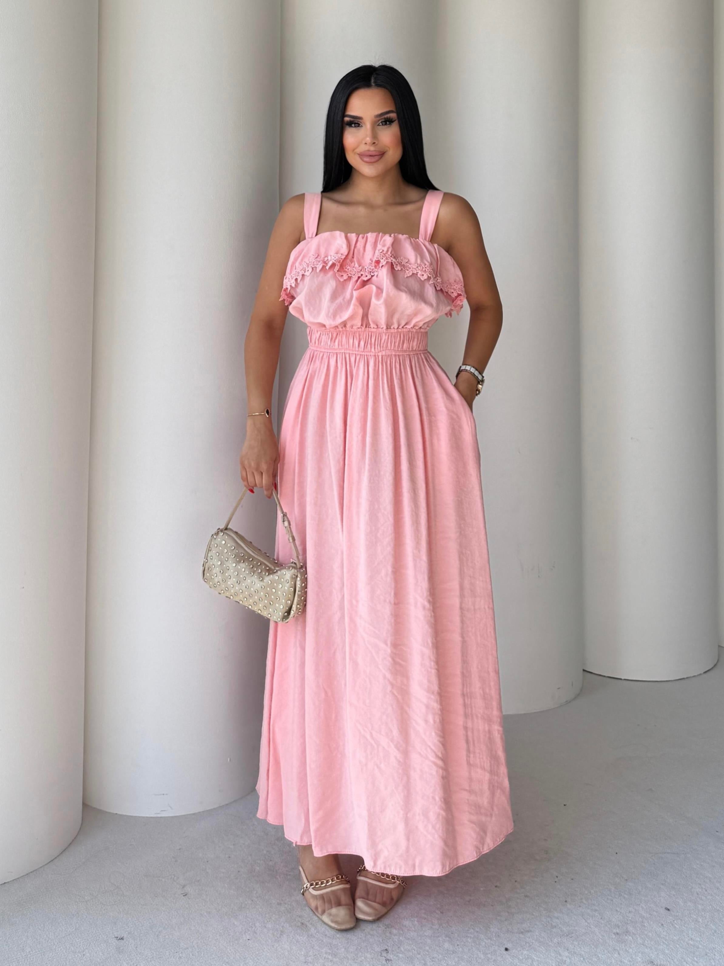 Zendes Uzun Elbise Pembe
