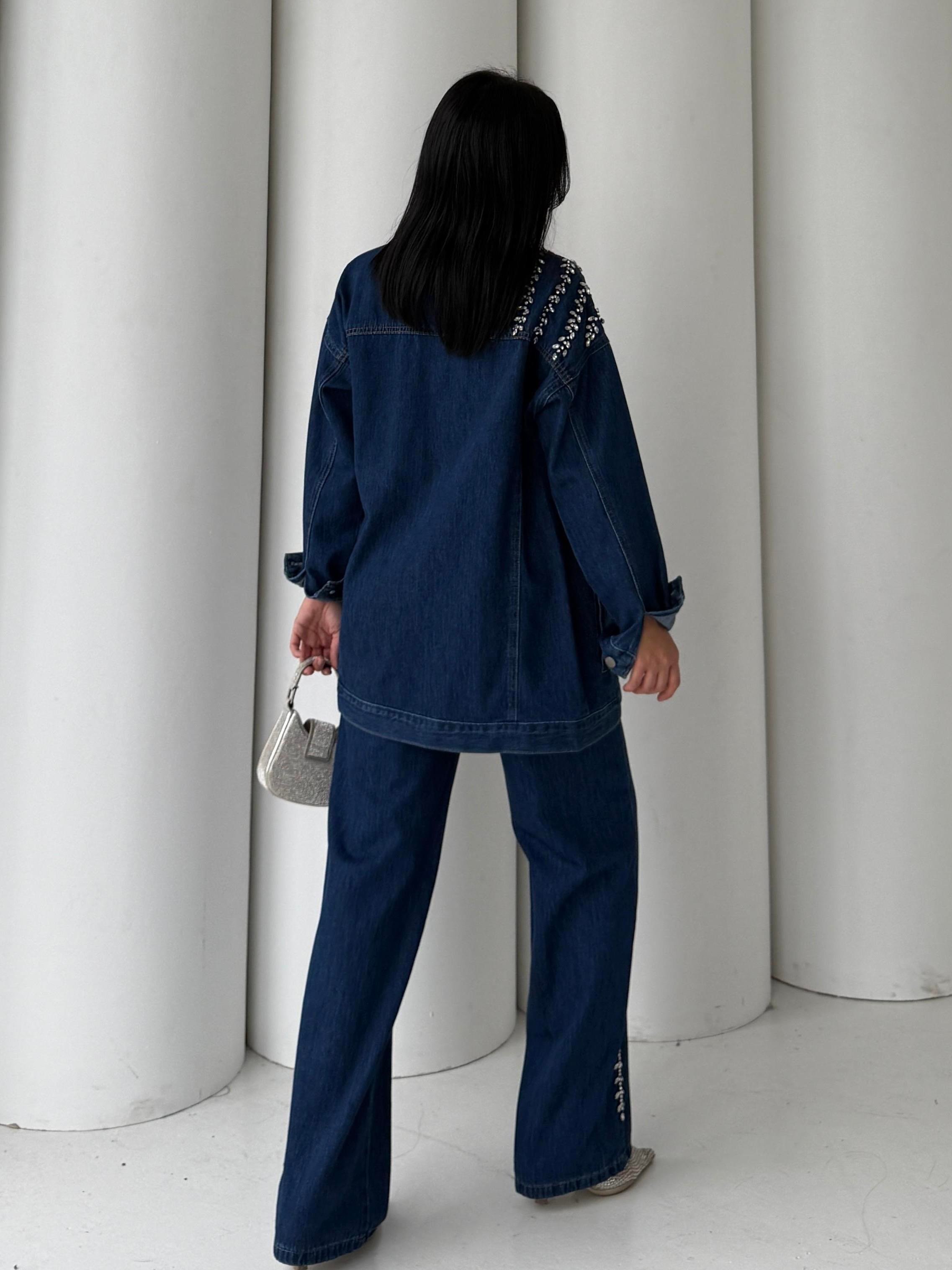 Zois Taş Detaylı Denim Takım Lacivert