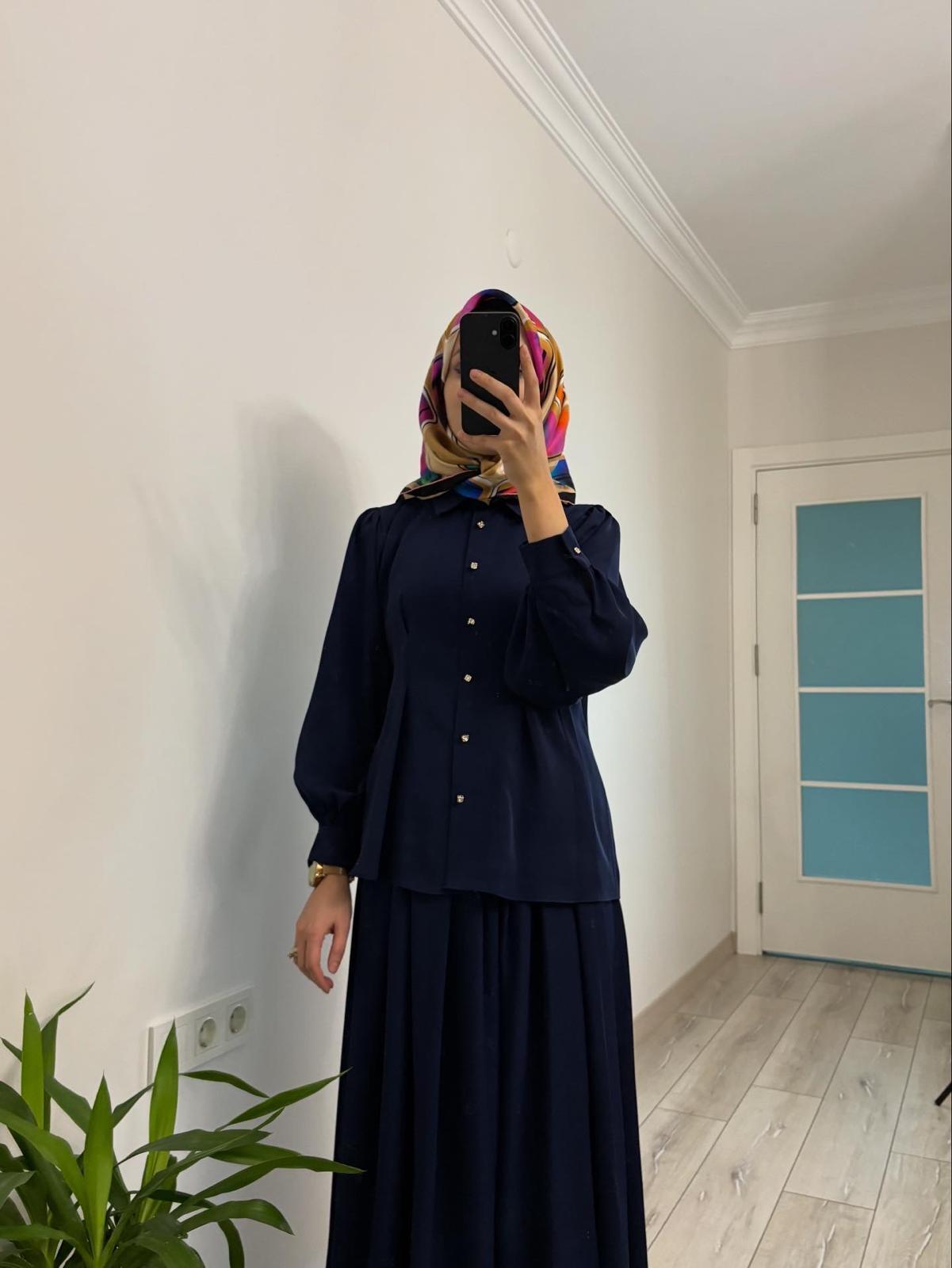 New sezon Pliseli Gömlek Takım