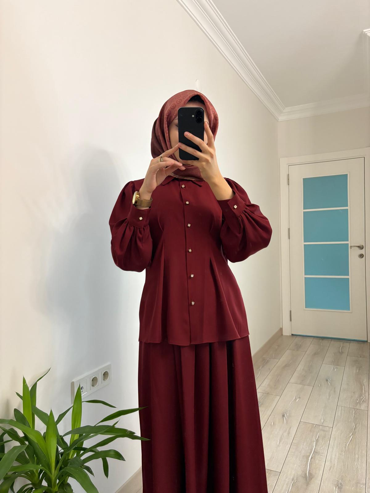 New sezon Pliseli Gömlek Takım