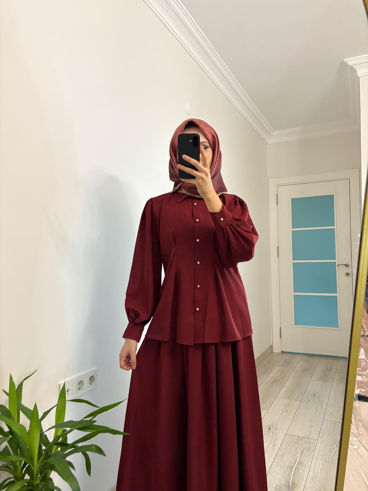 New sezon Pliseli Gömlek Takım