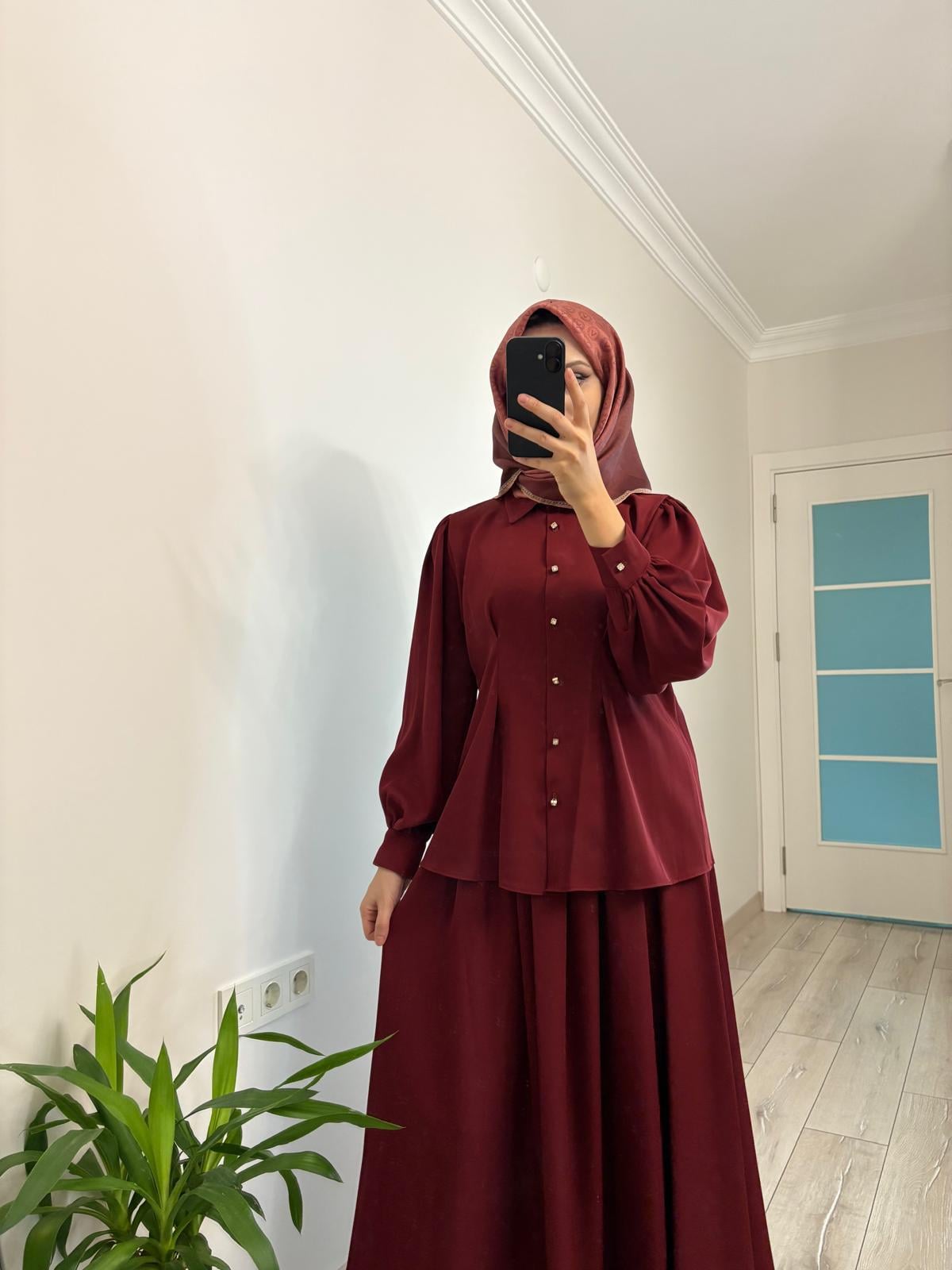 New sezon Pliseli Gömlek Takım
