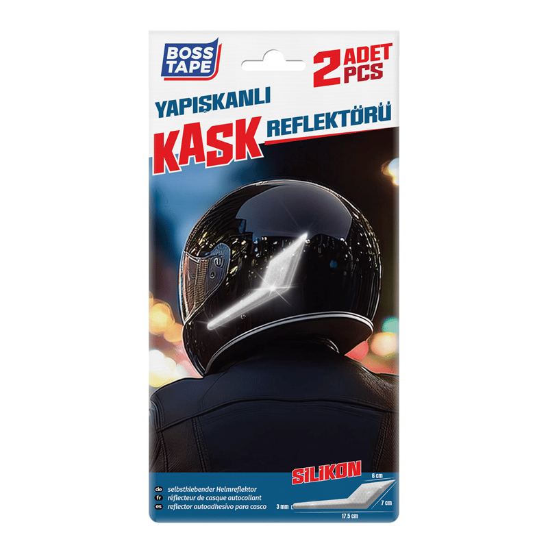 BOSS TAPE YAPIŞKANLI KASK REFLEKTÖRÜ 7x17.5 CM 2 ADET BT-09033