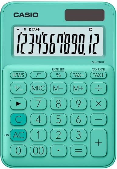 CASIO HESAP MAKİNESİ MASAÜSTÜ MS-20UC-GN 12 HANE