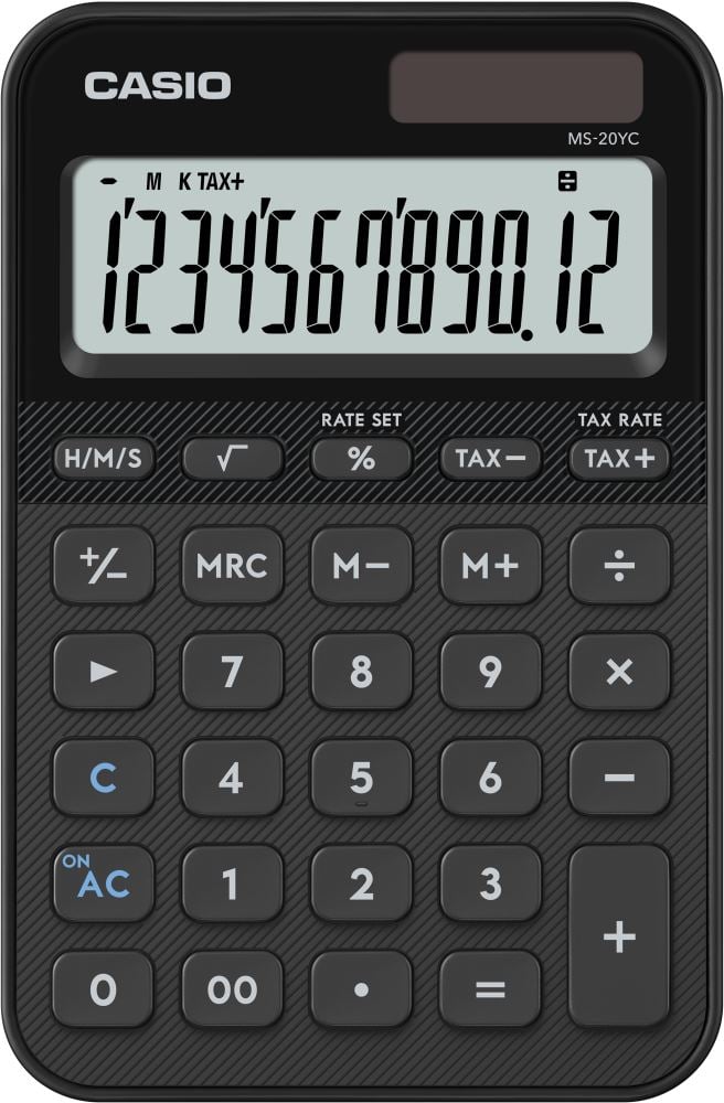CASIO HESAP MAKİNESİ MASAÜSTÜ MS-20YC-BK-W-DP