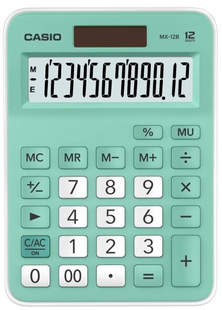 CASIO HESAP MAKİNESİ MASAÜSTÜ MX-12B-GN 12 HANE YEŞİL