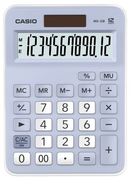 CASIO HESAP MAKİNESİ MASAÜSTÜ MX-12B-LB 12 HANE MAVİ