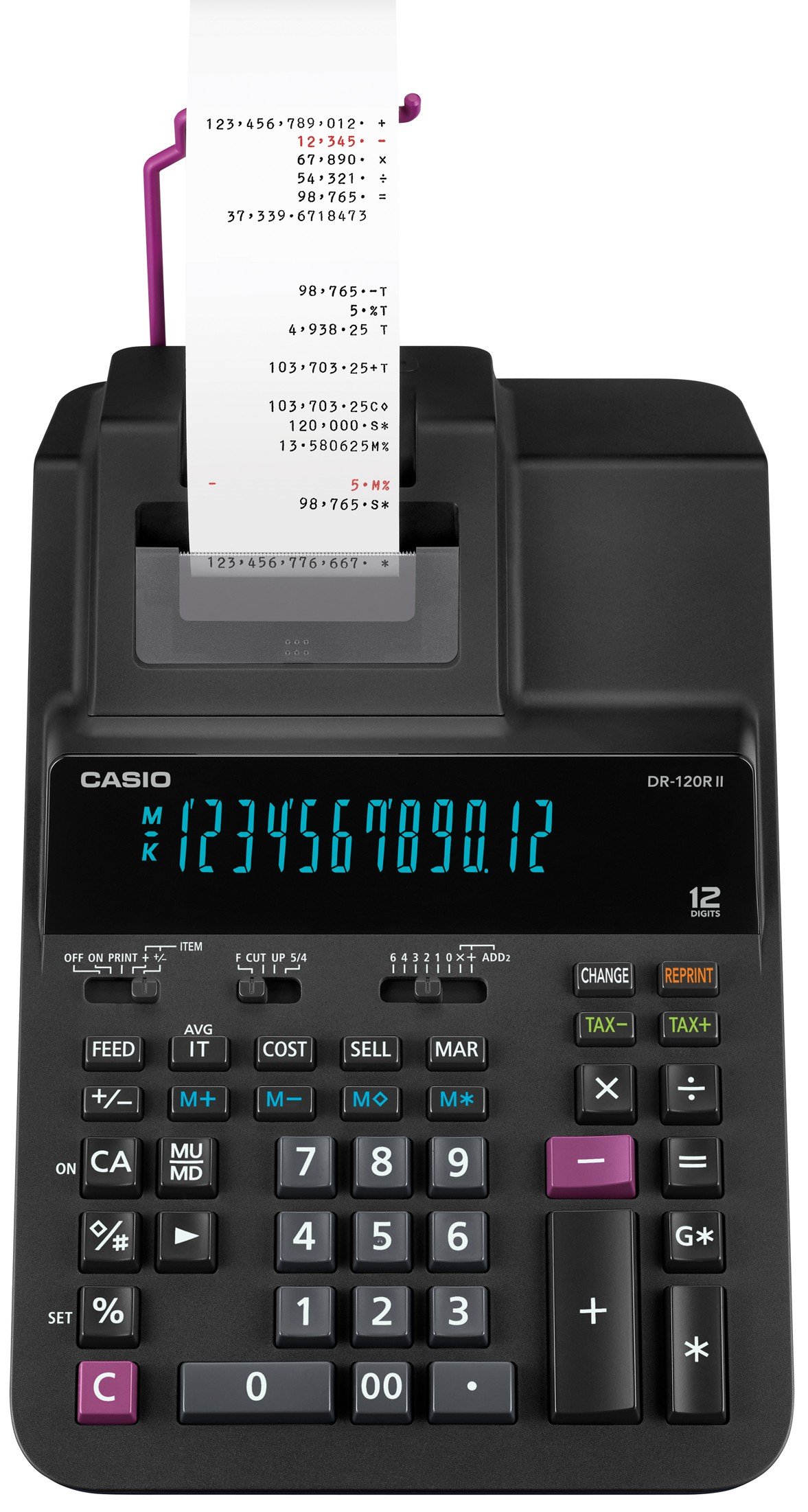 CASIO HESAP MAKİNESİ ŞERİTLİ DR-120RII-BK 12 HANE