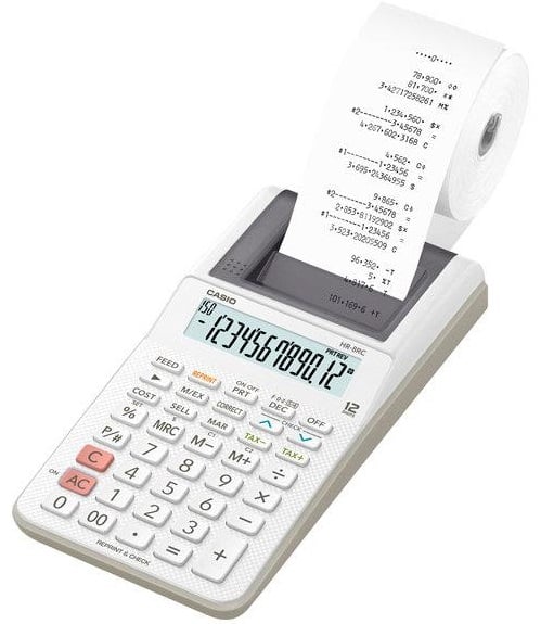 CASIO HESAP MAKİNESİ ŞERİTLİ HR-8RC-WE 12 HANE