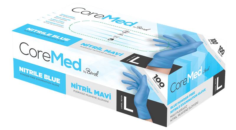 COREMED MUAYENE ELDİVENİ NİTRİL MAVİ TG 100 ADET (L)