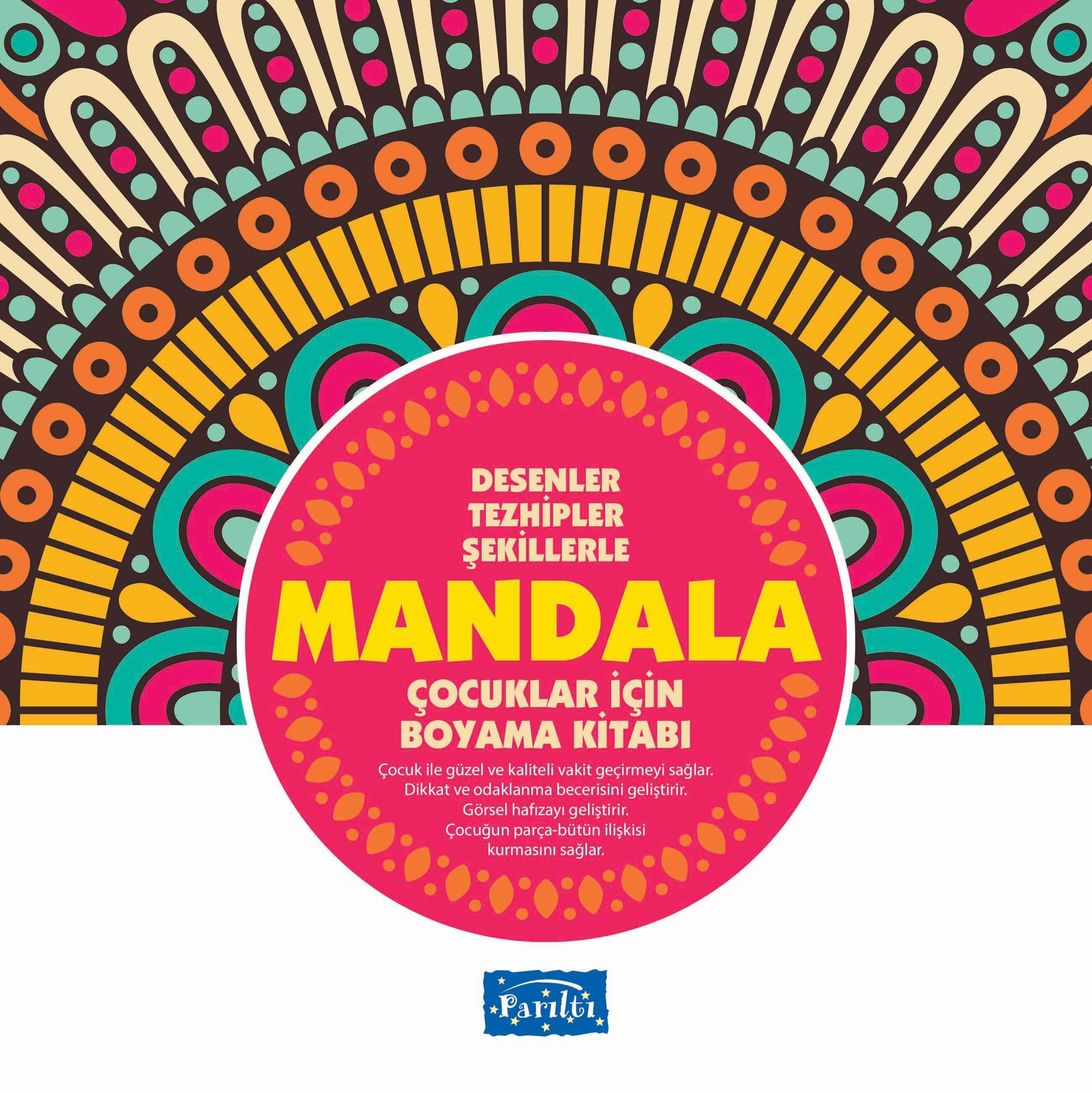 Desenler Tezhipler Şekillerle Mandala - Pembe Kitap - Çocuklar İçin Boyama Kitabı