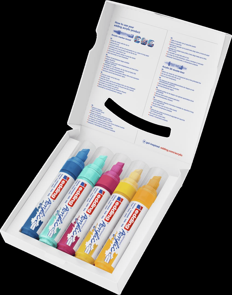 EDDING AKRİLİK MARKÖR KALIN UÇLU E-5000 5 Lİ SET ABSTRACT