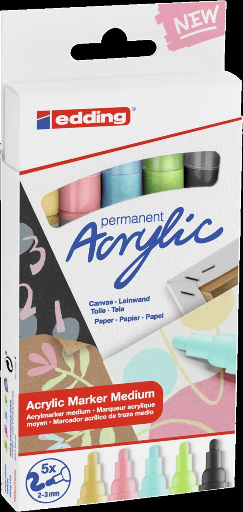 EDDING AKRİLİK MARKÖR ORTA UÇLU E-5100 5 Lİ SET PASTEL