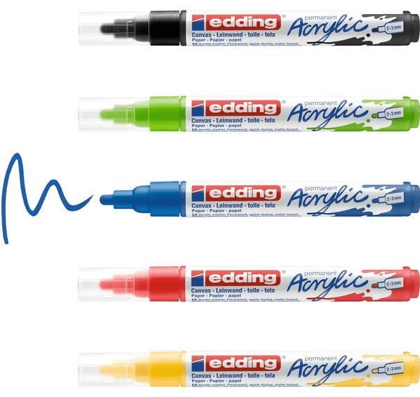 EDDING AKRİLİK MARKÖR ORTA UÇLU E-5100 5 Lİ SET BASIC