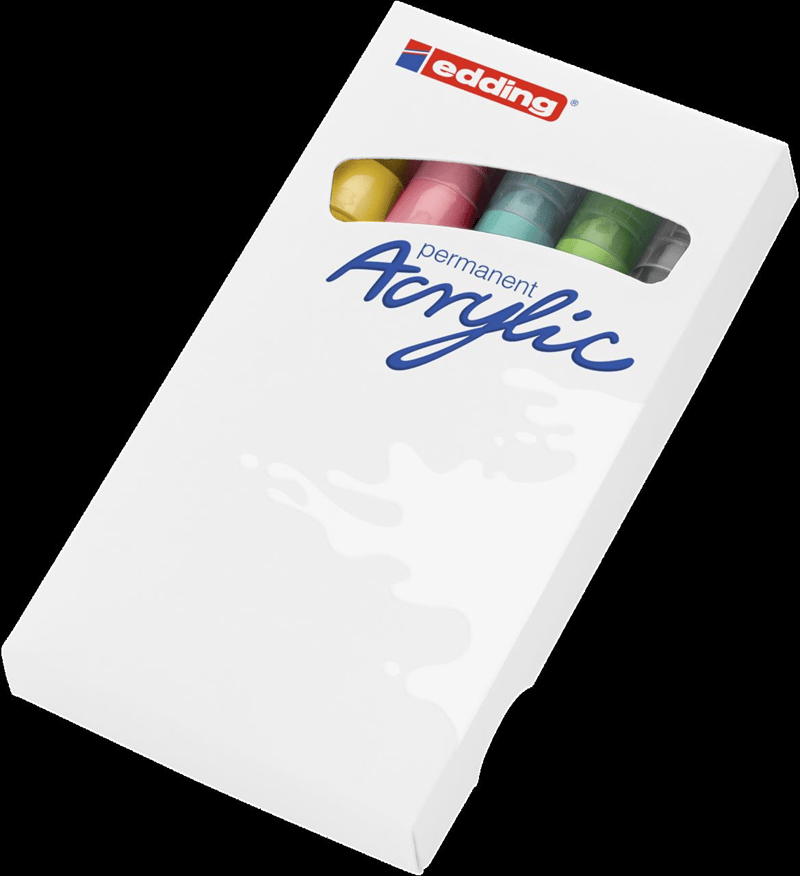 EDDING AKRİLİK MARKÖR ORTA UÇLU E-5100 5 Lİ SET PASTEL