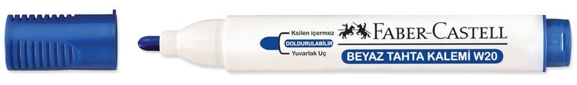Faber-Castell W153 Beyaz Tahta Kalemi (Yuvarlak Uç - Mavi / Cap-Off Yoğun Mürekkep Teknolojisi)