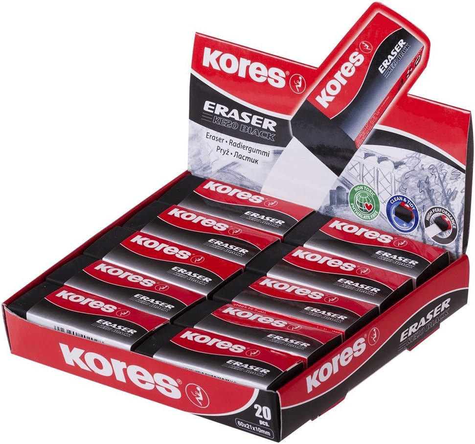 KORES SİLGİ  KE20 60X21X10MM SİYAH  40202