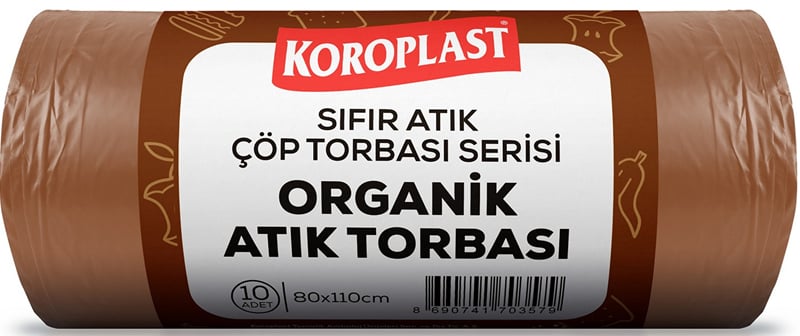 KOROPLAST ÇÖP TORBASI SIFIR ATIK ORGANİK ATIKLAR KAHVERENGİ JUMBO 80x110 440 GR 10 LU 27 MİC. ST01500538