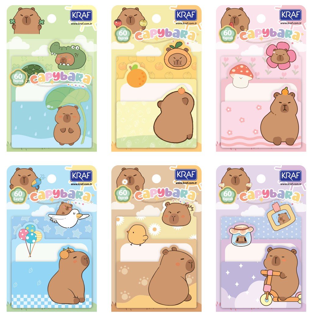 KRAF YAPIŞKANLI NOT KAĞIDI SET CAPYBARA 60 YP 2216CB