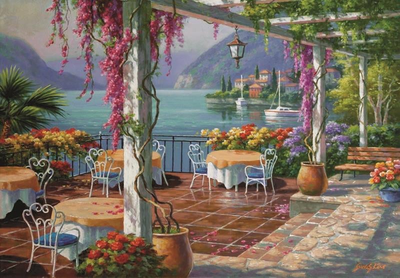 Mor Salkımlı Teras (Puzzle 500) 3578