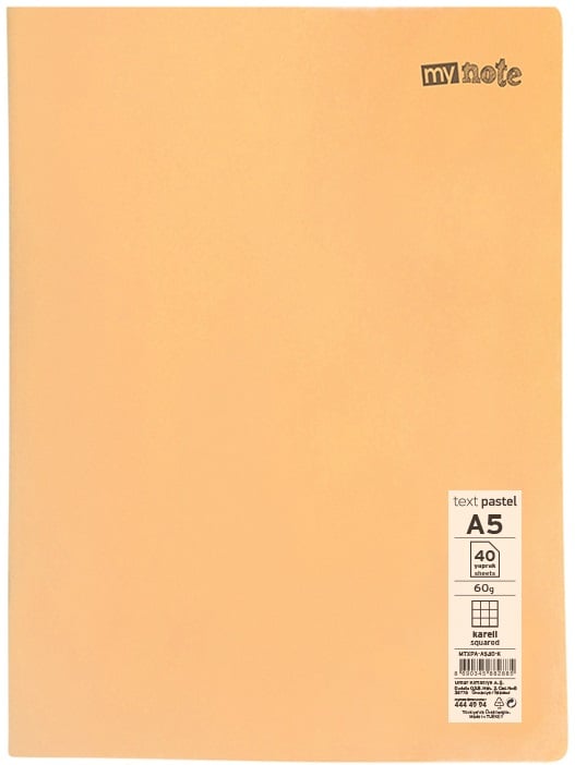 MYNOTE DEFTER TEXT PASTEL PP KAPAK DİKİŞLİ A5 40 YP KARELİ MTXPA-A540-K