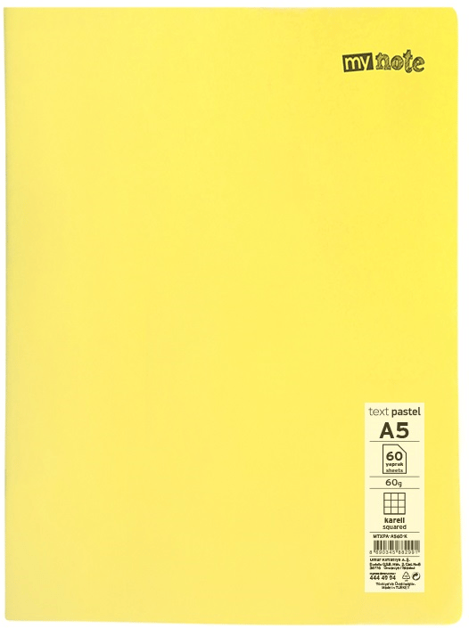 MYNOTE DEFTER TEXT PASTEL PP KAPAK DİKİŞLİ A5 60 YP KARELİ MTXPA-A560-K