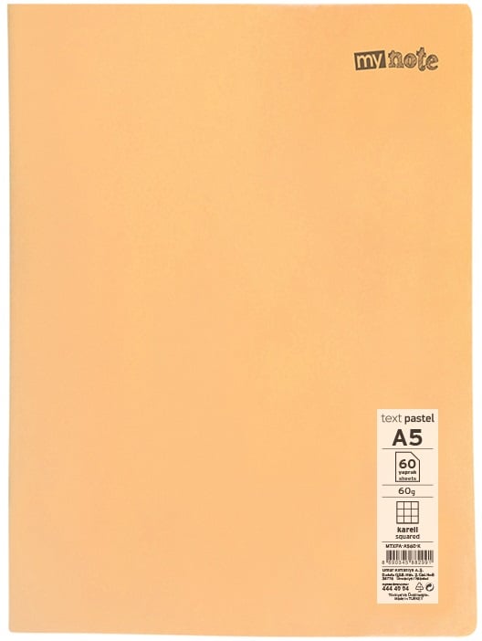 MYNOTE DEFTER TEXT PASTEL PP KAPAK DİKİŞLİ A5 60 YP KARELİ MTXPA-A560-K