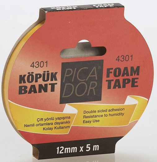 PICADOR ÇİFT TARAFLI BANT KÖPÜK ASKILI 4301 12MMX5MT KO001