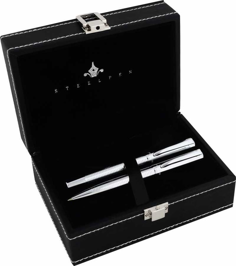 STEELPEN DOLMA KALEM+TÜKENMEZ KALEM SET ELITE SERİSİ KROM 5064
