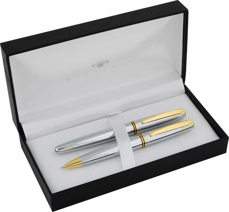STEELPEN DOLMA KALEM+TÜKENMEZ KALEM SET PLANET SERİSİ GOLD KROM 0028