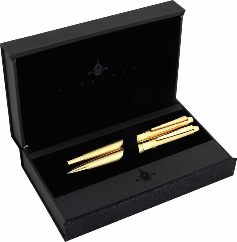 STEELPEN DOLMA KALEM+TÜKENMEZ KALEM SET URANUS SERİSİ GOLD 527