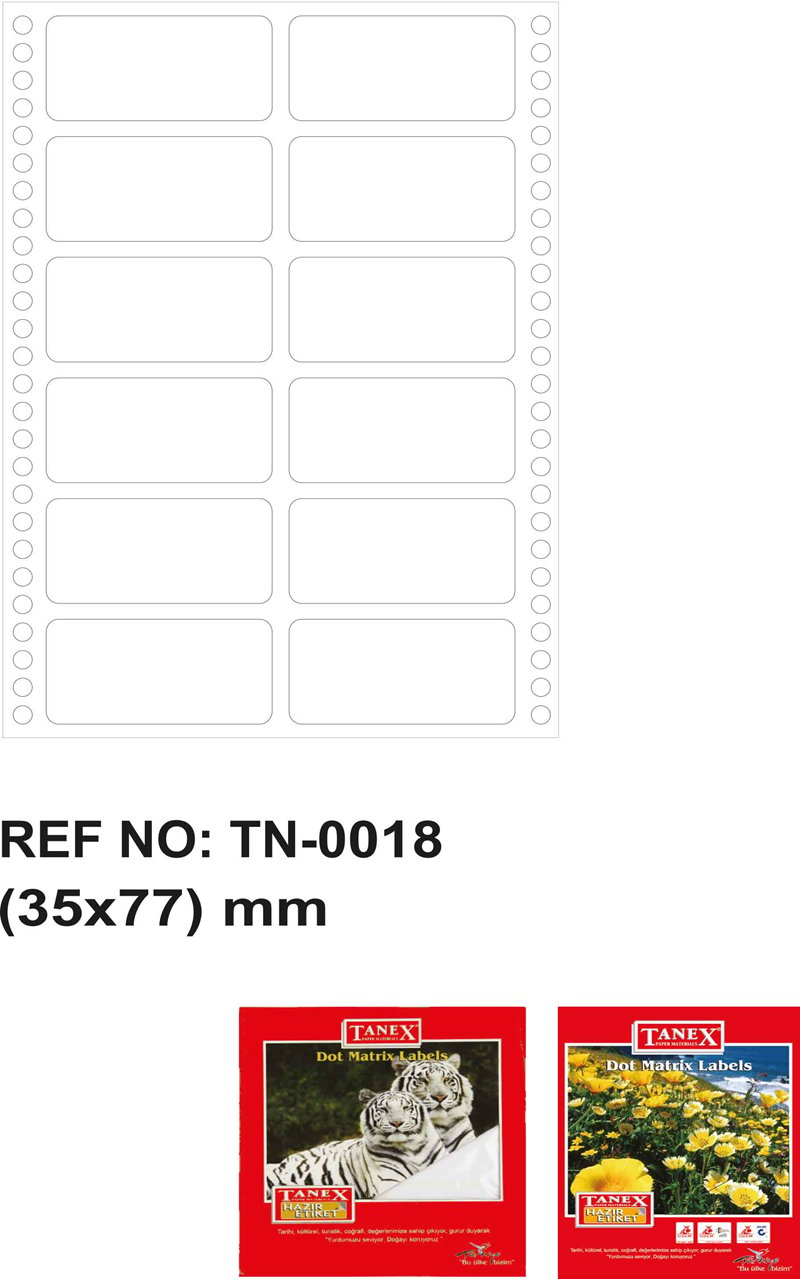 TANEX BİLGİSAYAR ETİKETİ TW-0018 35 X 77 MM 2 Lİ