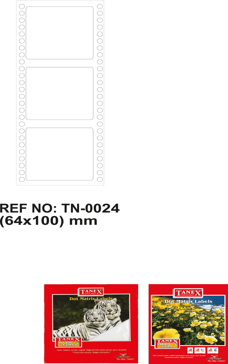 TANEX BİLGİSAYAR ETİKETİ TW-0024 64 X 100 MM 1 Lİ