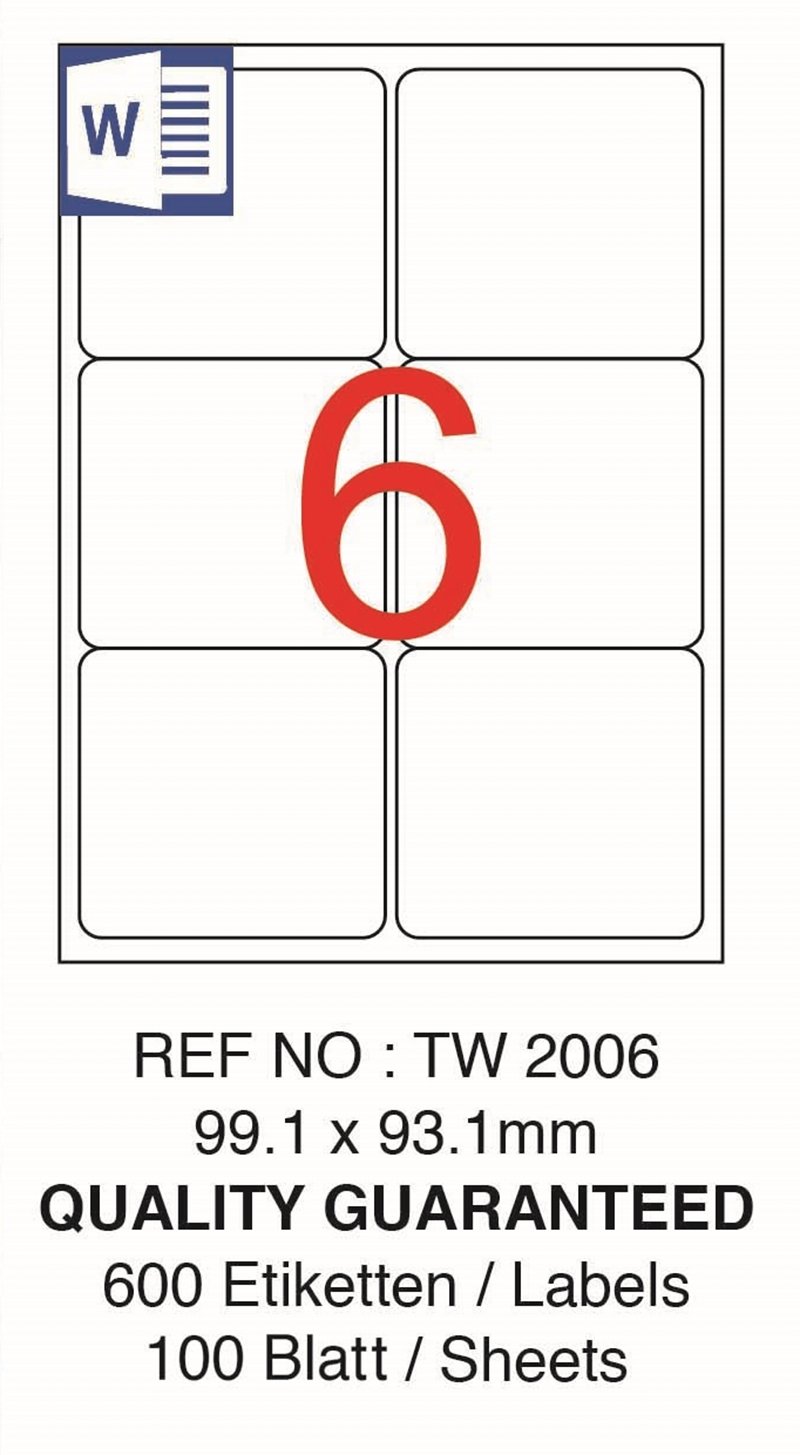 TANEX LASER ETİKET TW-2006 99.1 X 93.1 MM ( 6 ) 100 LÜ
