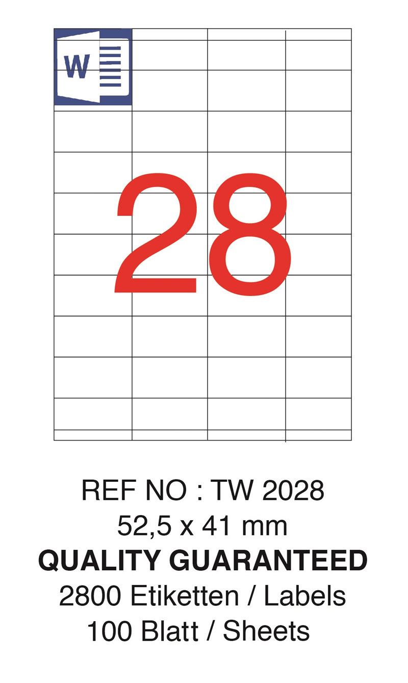 TANEX LASER ETİKET TW-2028 52.5 X 41 MM 100 LÜ