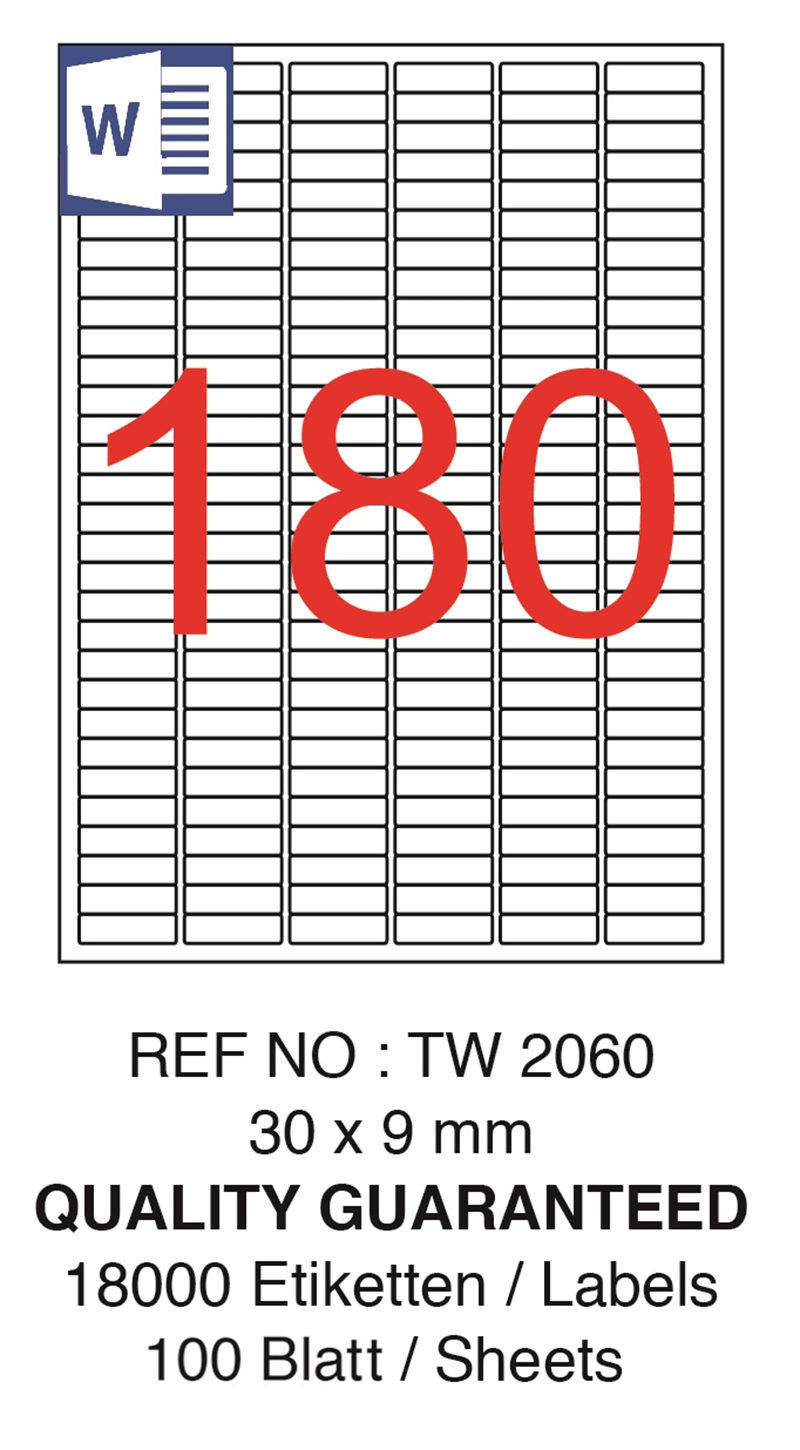 TANEX LASER ETİKET TW-2060 30 X 9 MM ( 180 ) 100 LÜ