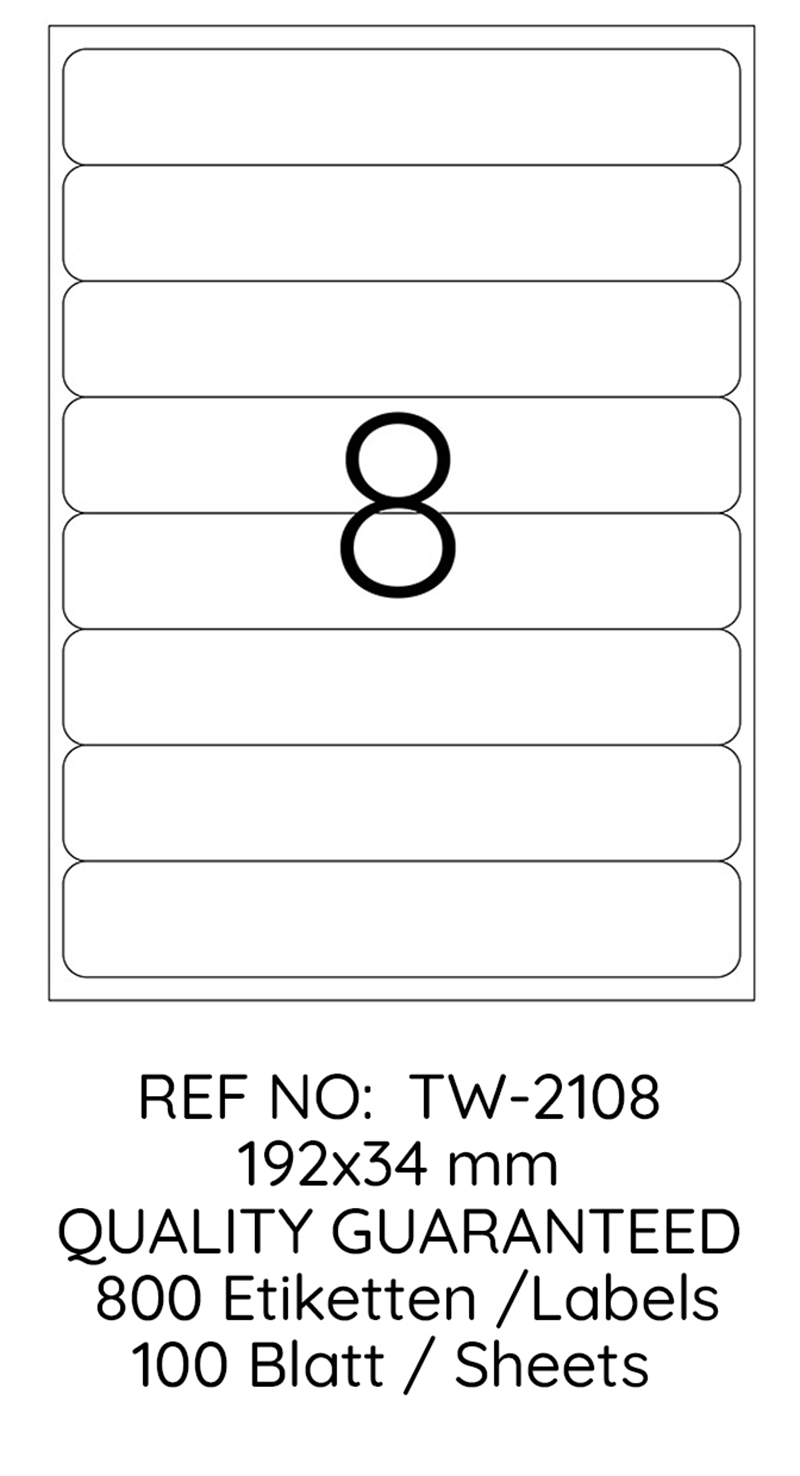 TANEX LASER ETİKET TW-2108 192 X 34 MM 100 LÜ