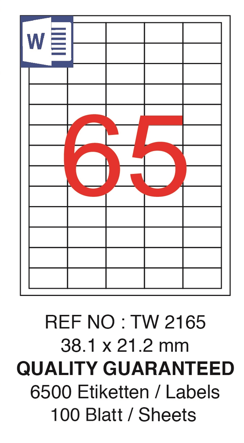 TANEX LASER ETİKET TW-2165 38.1 X 21.2 MM ( 65 ) 100 LÜ