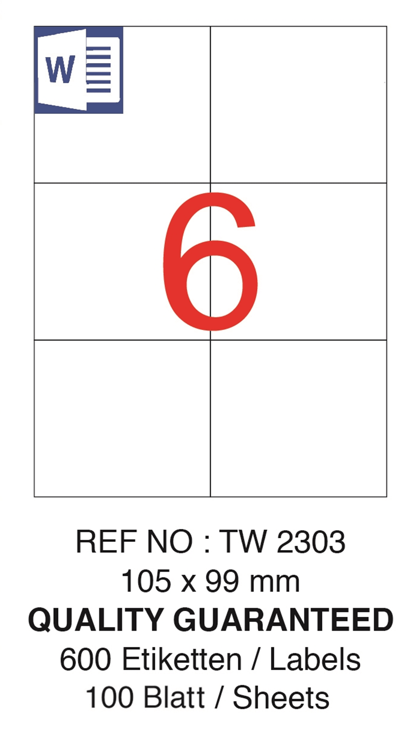 TANEX LASER ETİKET TW-2303 105 X 99 MM ( 6 ) 100 LÜ