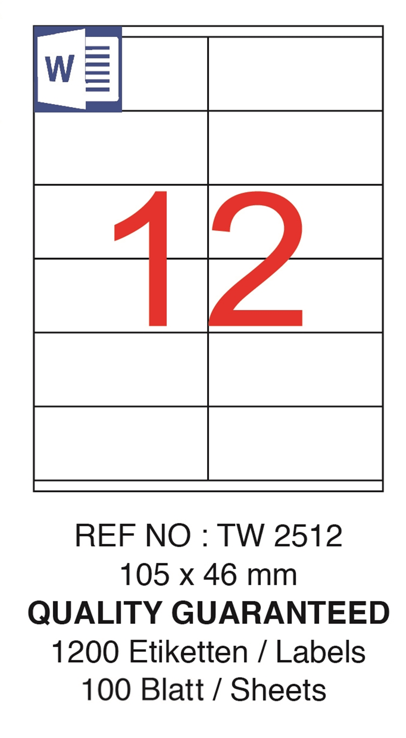 TANEX LASER ETİKET TW-2512 105 X 46 MM ( 12 ) 100 LÜ