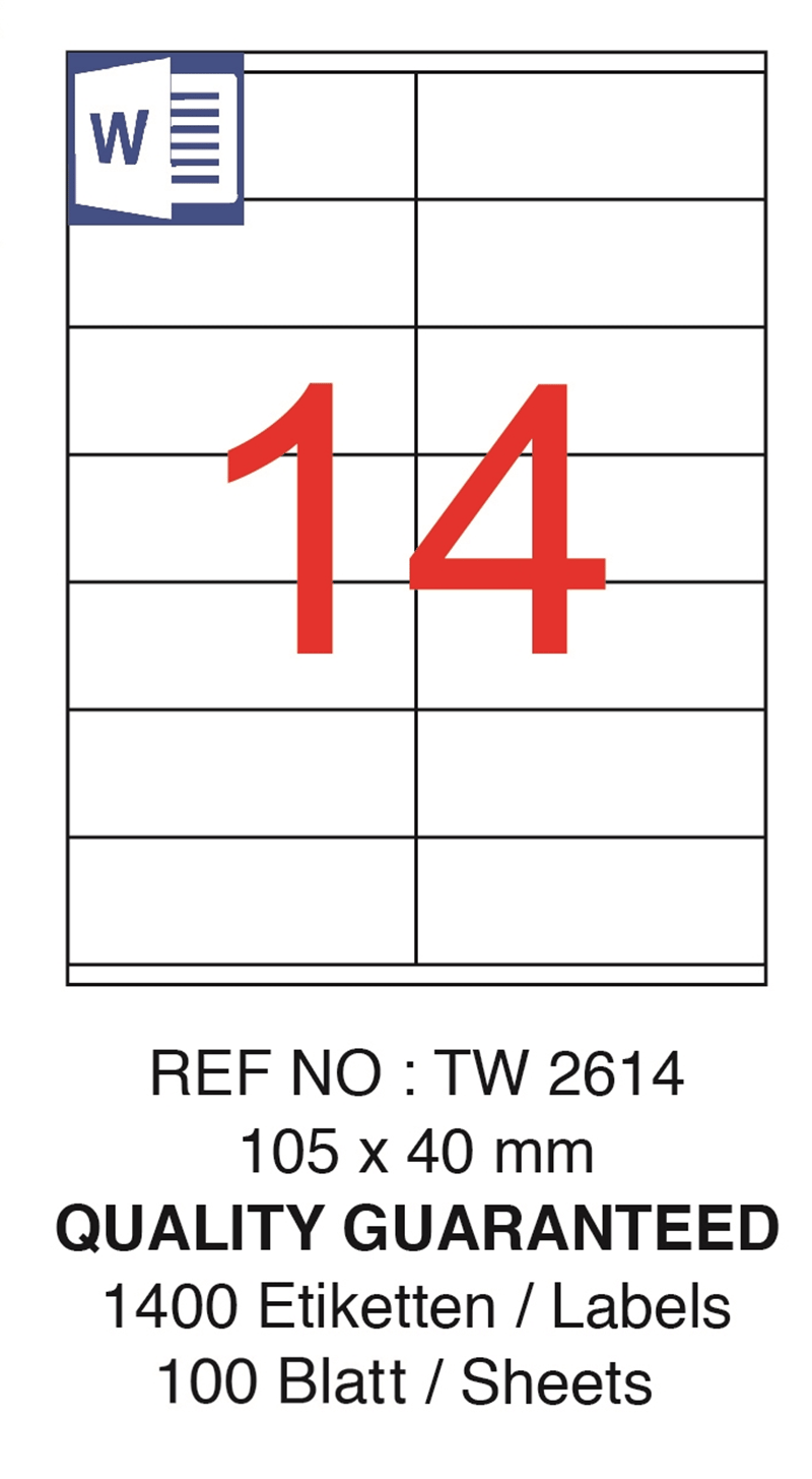 TANEX LASER ETİKET TW-2614 105 X 40 MM ( 14 ) 100 LÜ