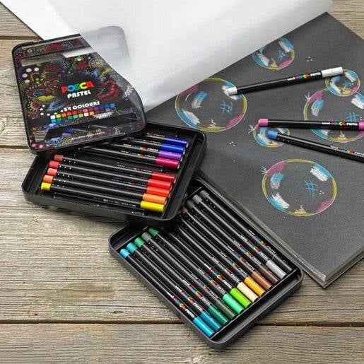 UNİ PASTEL BOYA POSCA 24 LÜ KALEM KUTU SET KPA-100/24C