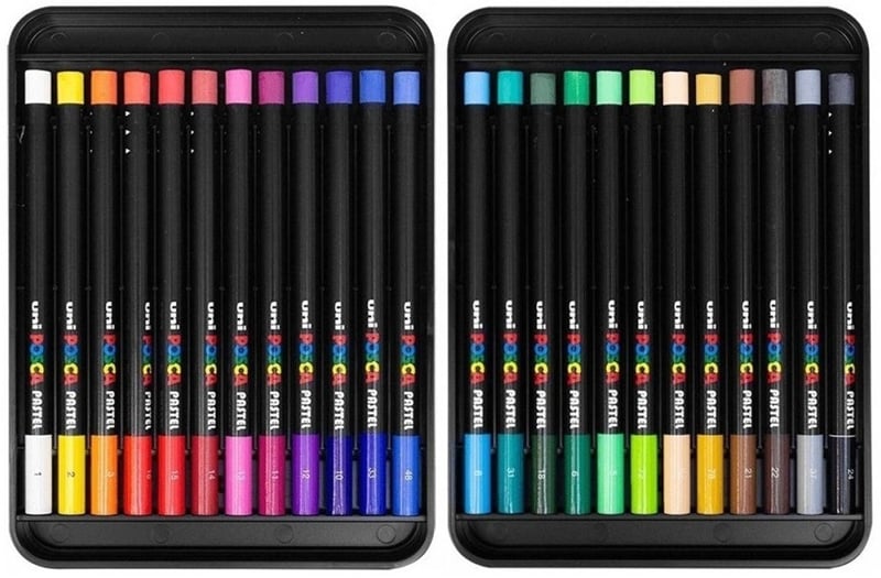 UNİ PASTEL BOYA POSCA 24 LÜ KALEM KUTU SET KPA-100/24C